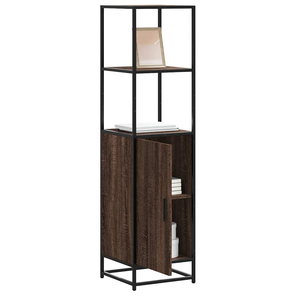Highboard brun eik 35,5x35x139 cm konstruert tre og metall