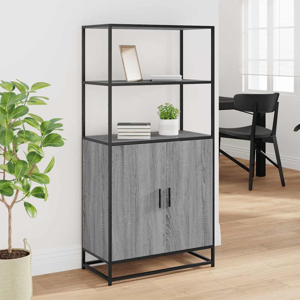 Highboard grå sonoma 68x35x139 cm konstruert tre og metall