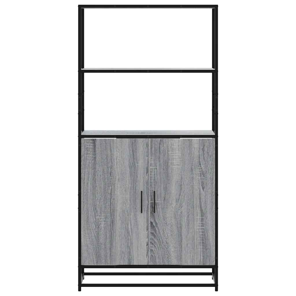 Highboard grå sonoma 68x35x139 cm konstruert tre og metall