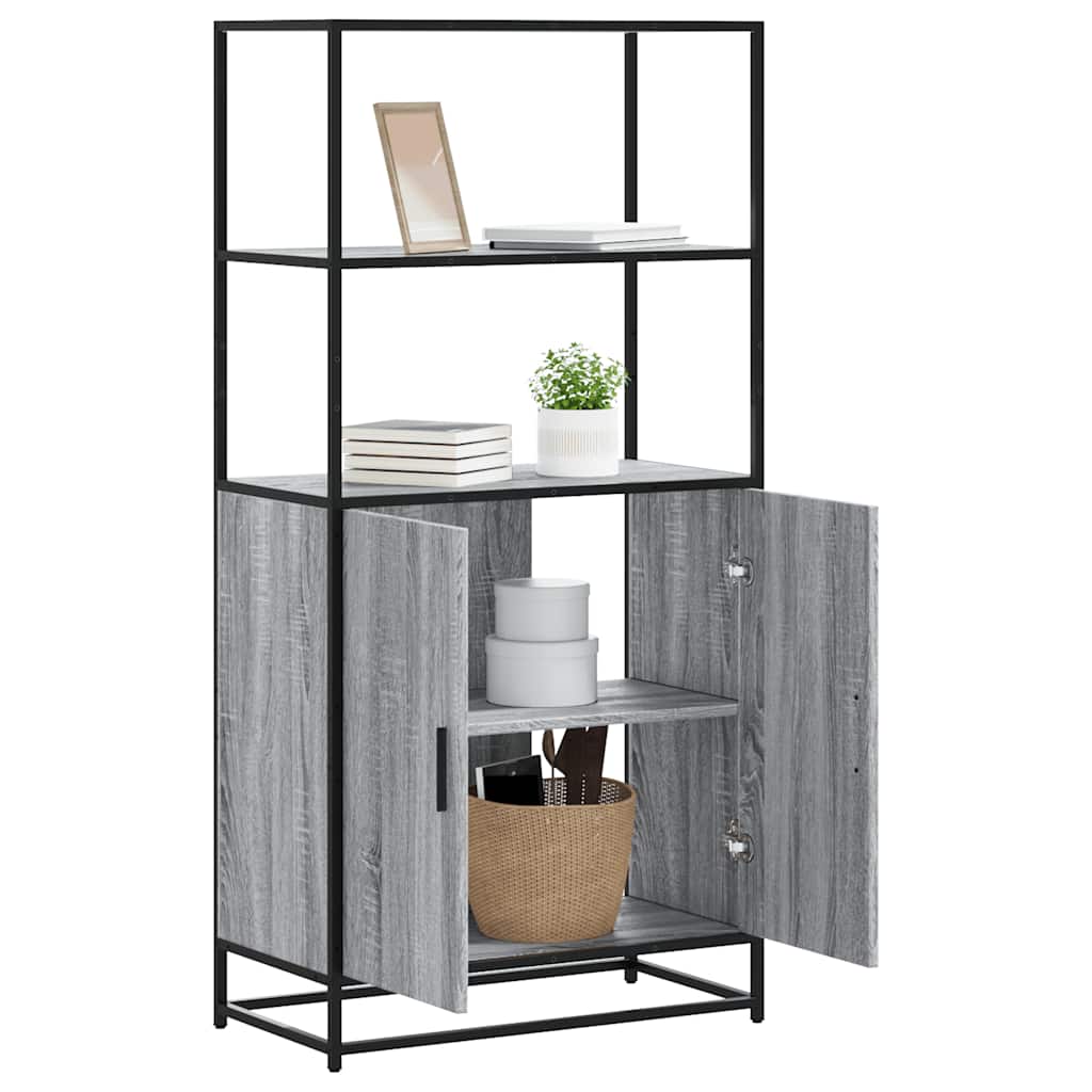 Highboard grå sonoma 68x35x139 cm konstruert tre og metall