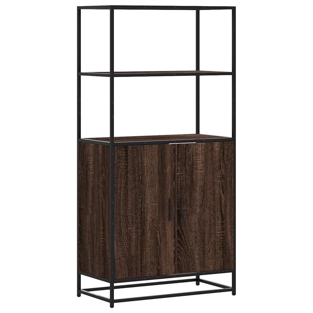 Highboard brun eik 68x35x139 cm konstruert tre og metall