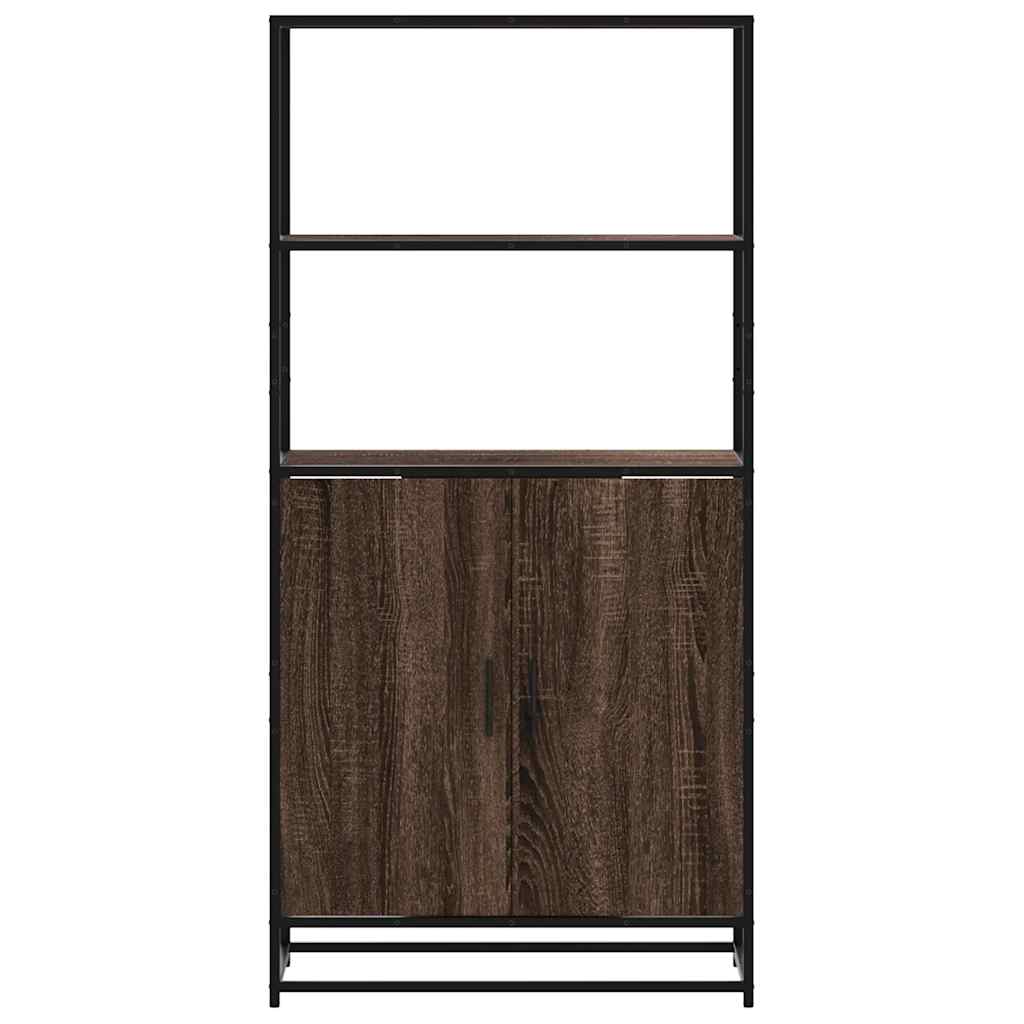 Highboard brun eik 68x35x139 cm konstruert tre og metall