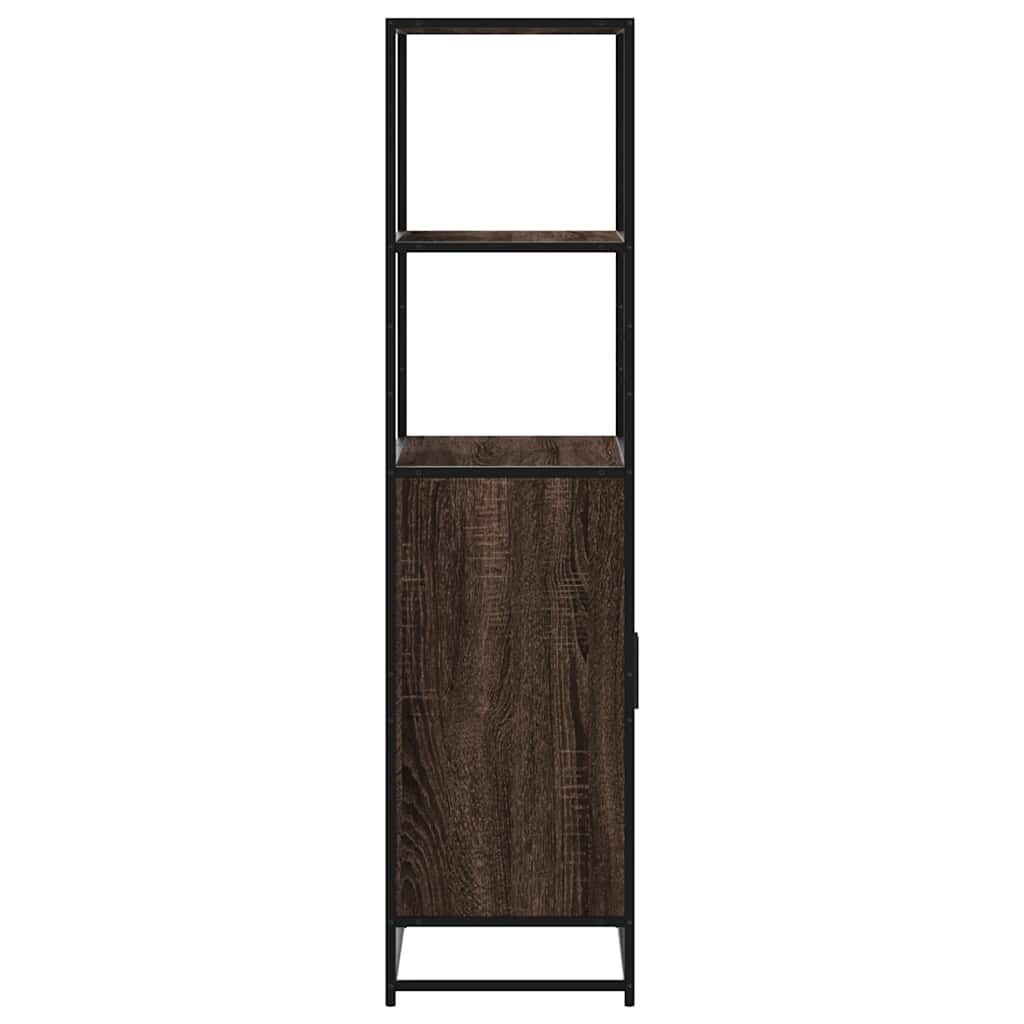Highboard brun eik 68x35x139 cm konstruert tre og metall
