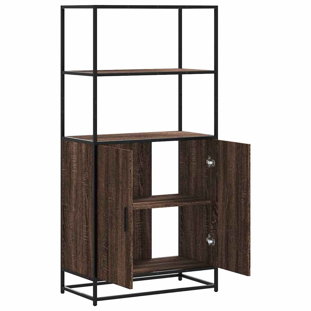 Highboard brun eik 68x35x139 cm konstruert tre og metall