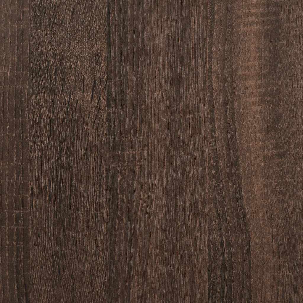 Highboard brun eik 68x35x139 cm konstruert tre og metall