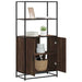 Highboard brun eik 68x35x139 cm konstruert tre og metall