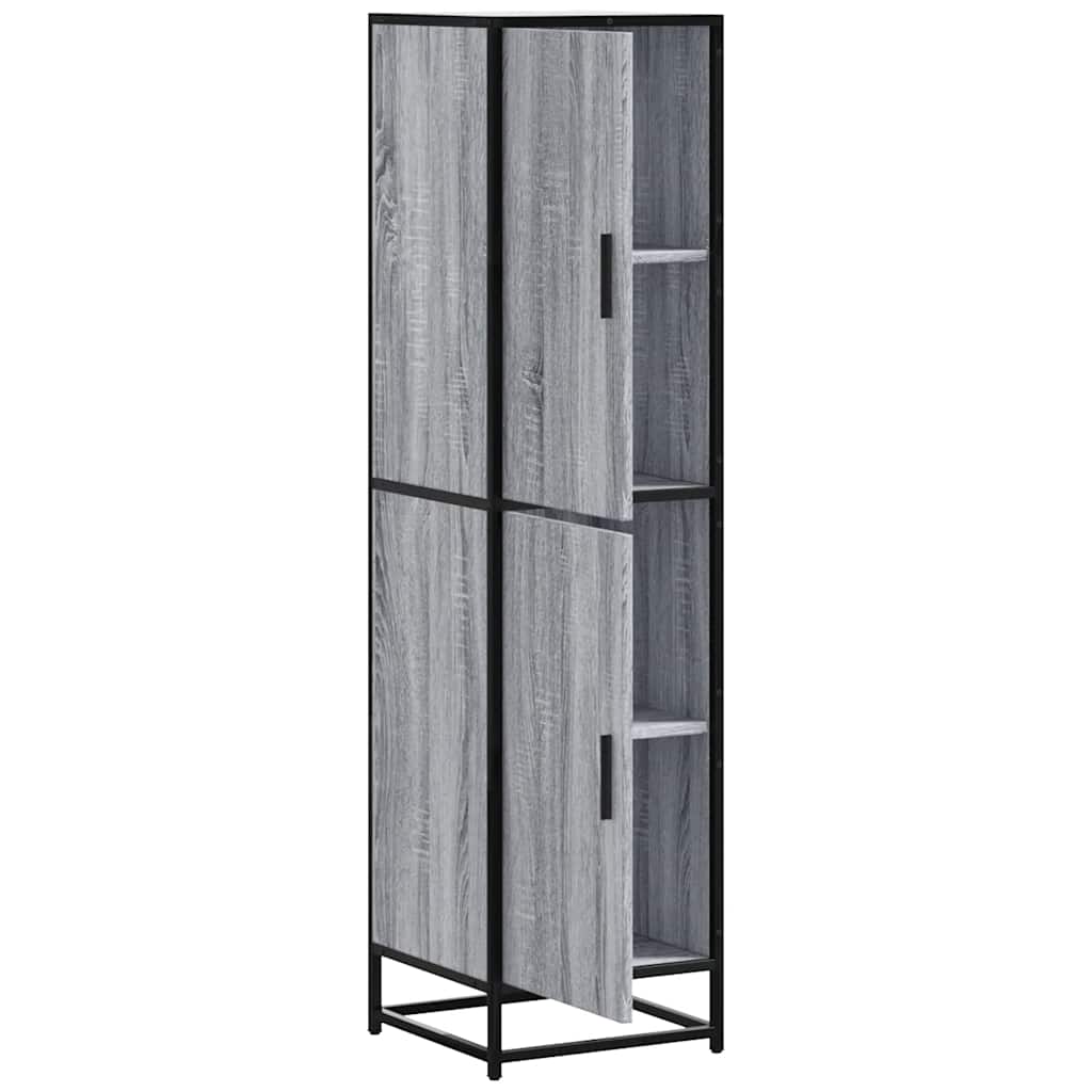 Highboard grå sonoma 35,5x35x139 cm konstruert tre og metall