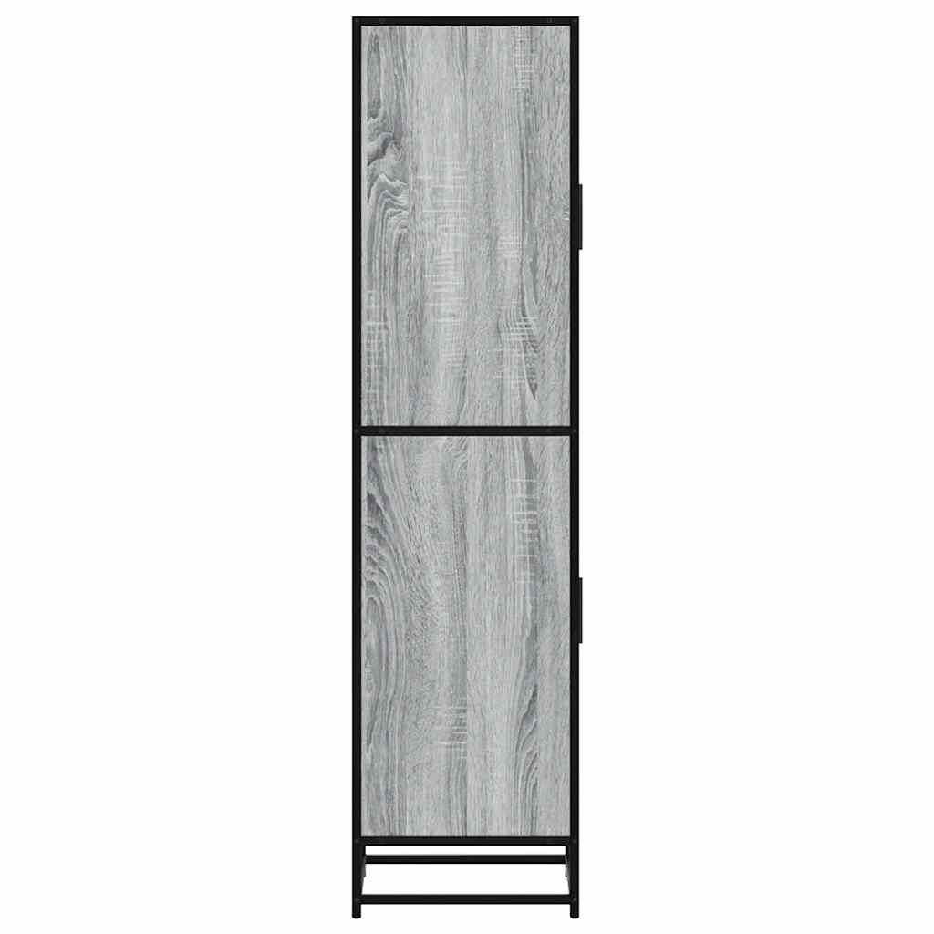 Highboard grå sonoma 35,5x35x139 cm konstruert tre og metall