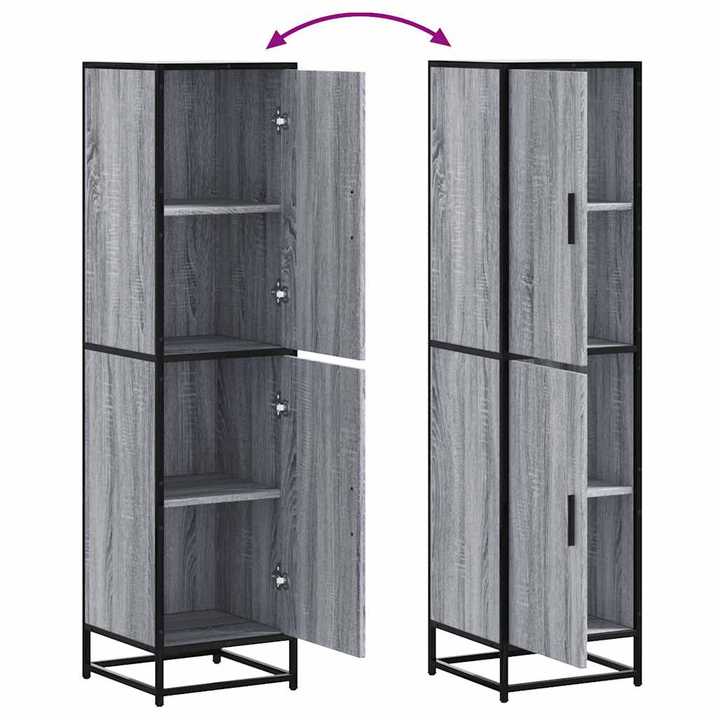 Highboard grå sonoma 35,5x35x139 cm konstruert tre og metall