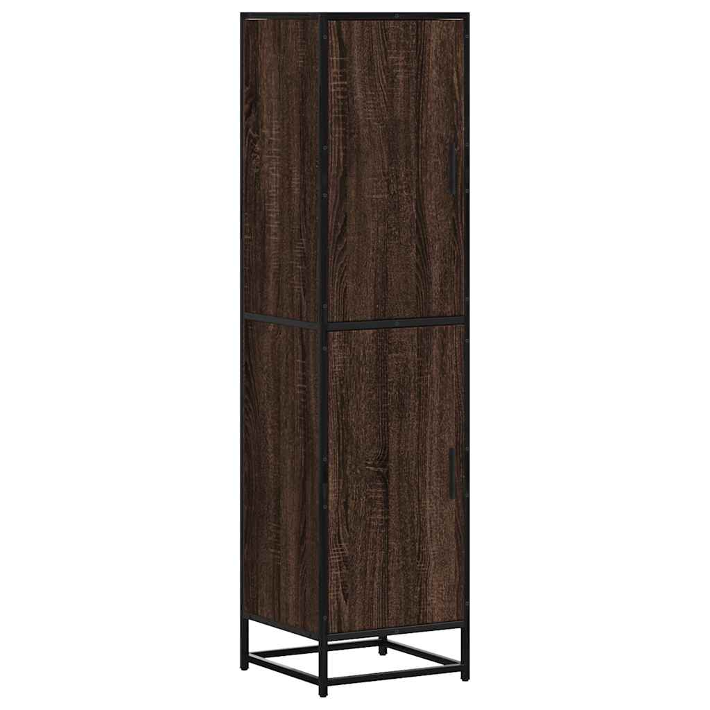 Highboard brun eik 35,5x35x139 cm konstruert tre og metall