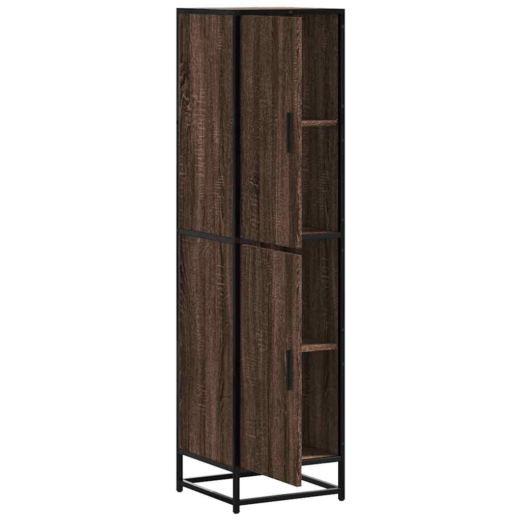 Highboard brun eik 35,5x35x139 cm konstruert tre og metall