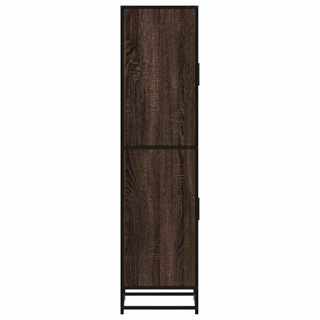 Highboard brun eik 35,5x35x139 cm konstruert tre og metall