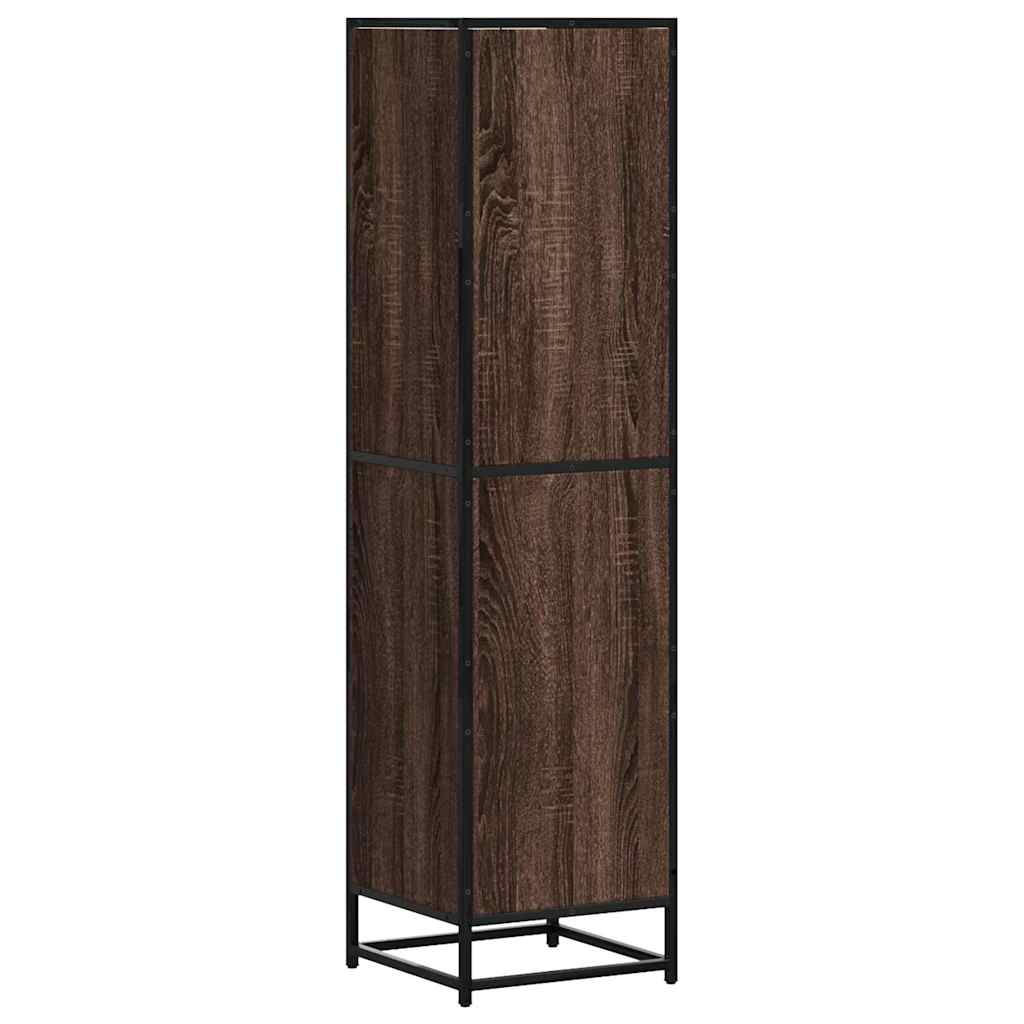 Highboard brun eik 35,5x35x139 cm konstruert tre og metall