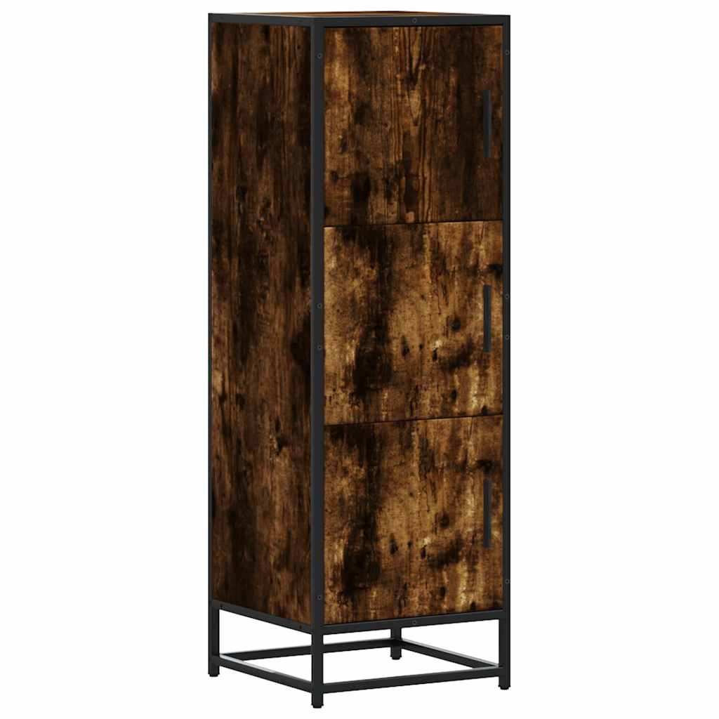 Highboard røkt eik 35,5x35x106,5 cm konstruert tre og metall