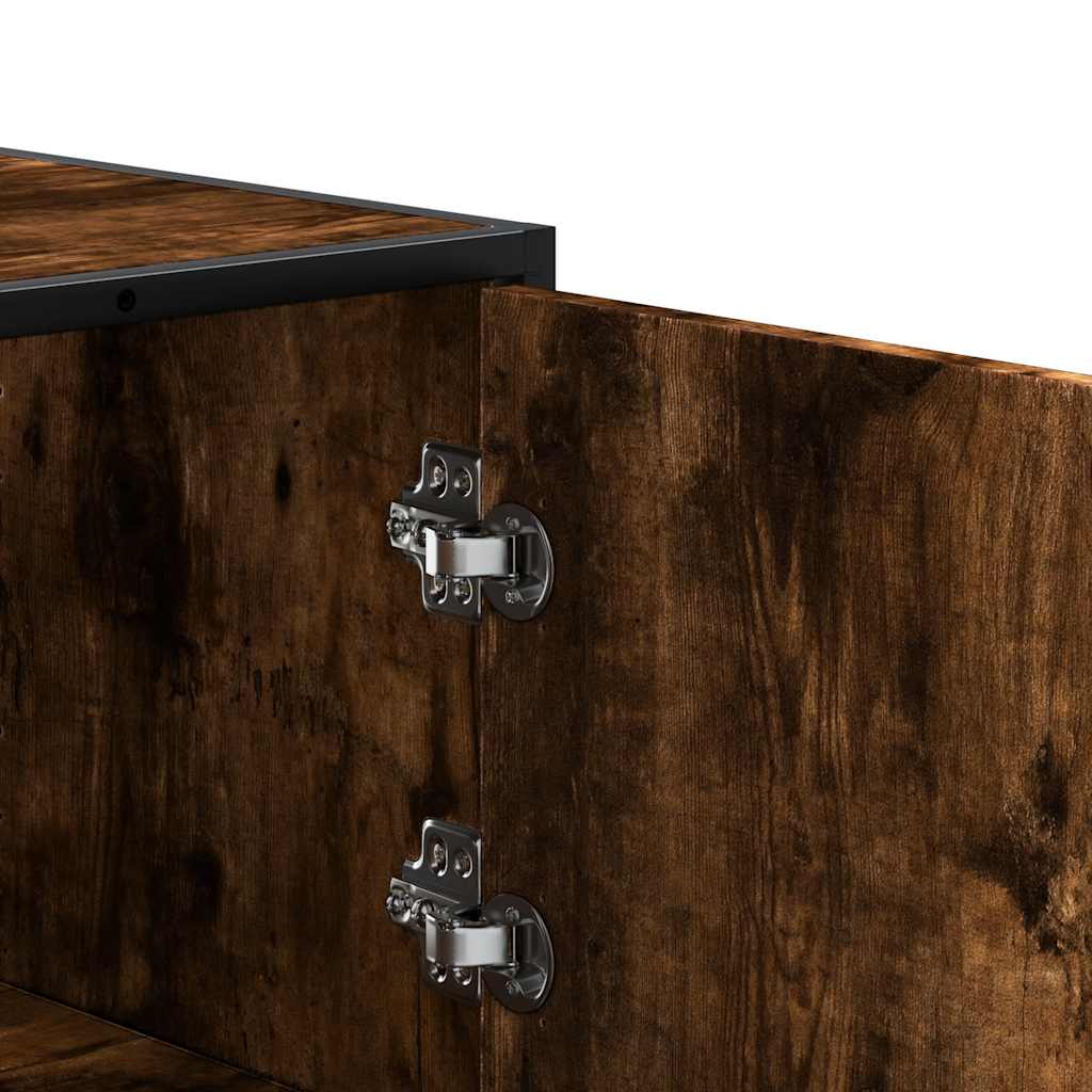 Highboard røkt eik 35,5x35x106,5 cm konstruert tre og metall
