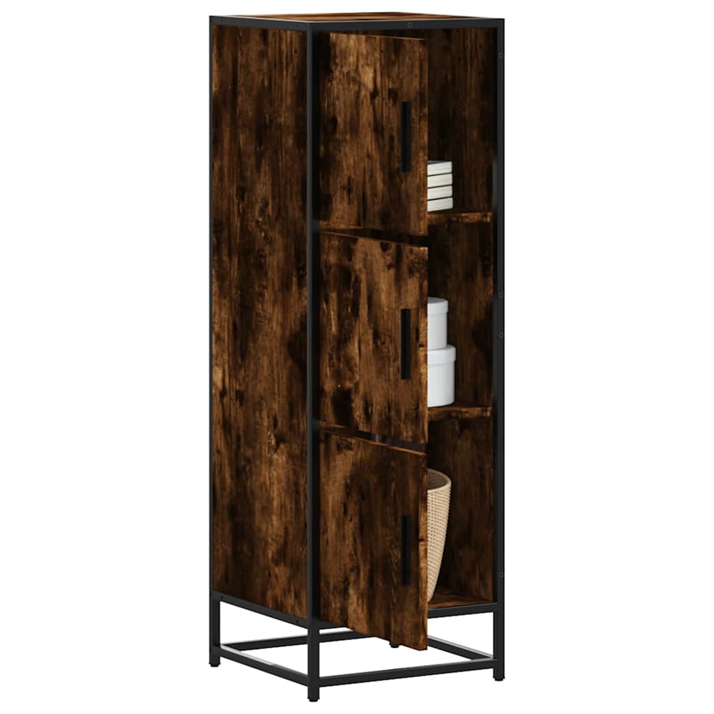 Highboard røkt eik 35,5x35x106,5 cm konstruert tre og metall