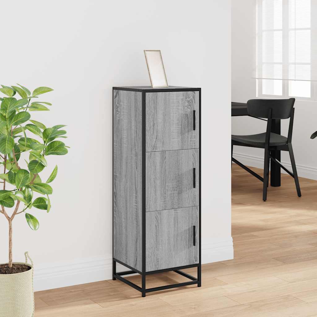 Highboard grå sonoma 35,5x35x106,5 cm konstruert tre og metall
