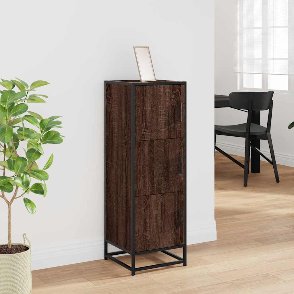 Highboard brun eik 35,5x35x106,5 cm konstruert tre og metall