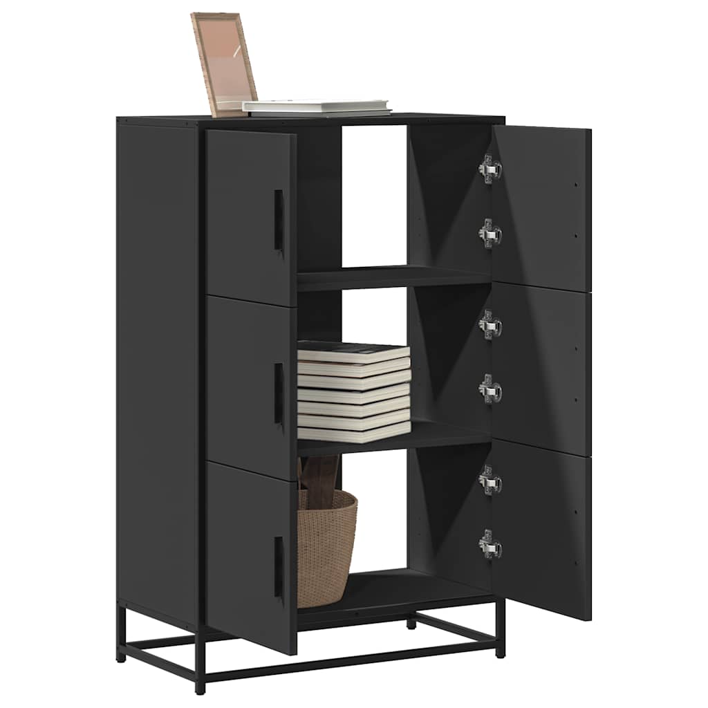 Highboard svart 68x35x106,5 cm konstruert tre og metall