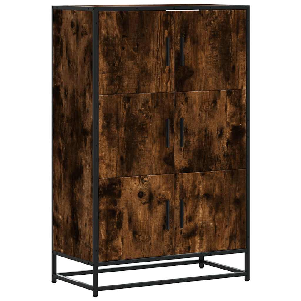 Highboard røkt eik 68x35x106,5 cm konstruert tre og metall