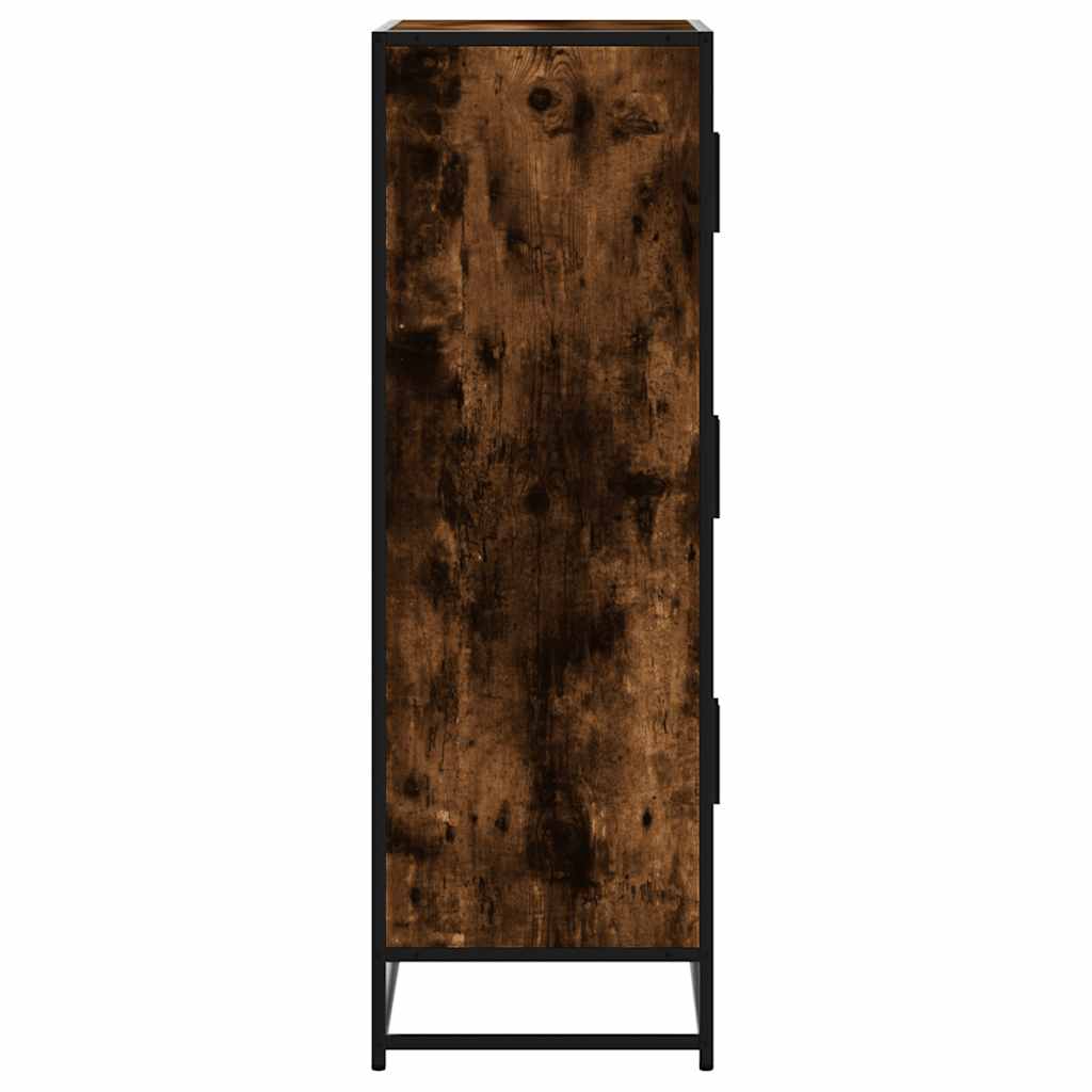 Highboard røkt eik 68x35x106,5 cm konstruert tre og metall