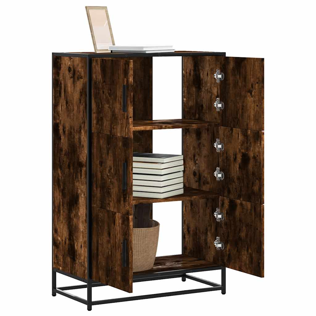Highboard røkt eik 68x35x106,5 cm konstruert tre og metall