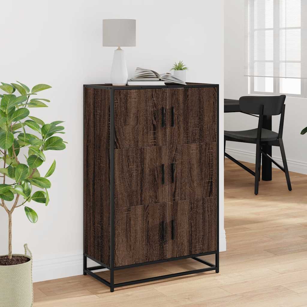 Highboard brun eik 68x35x106,5 cm konstruert tre og metall