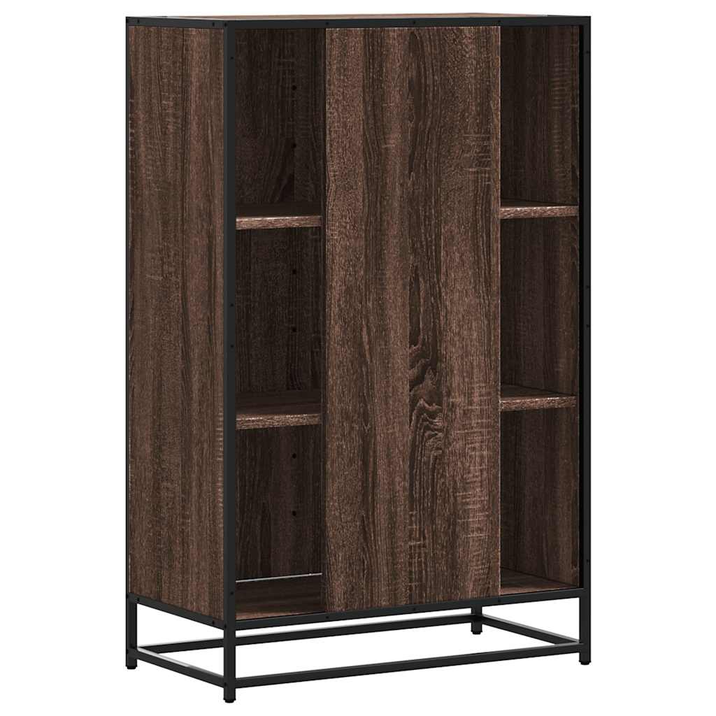 Highboard brun eik 68x35x106,5 cm konstruert tre og metall