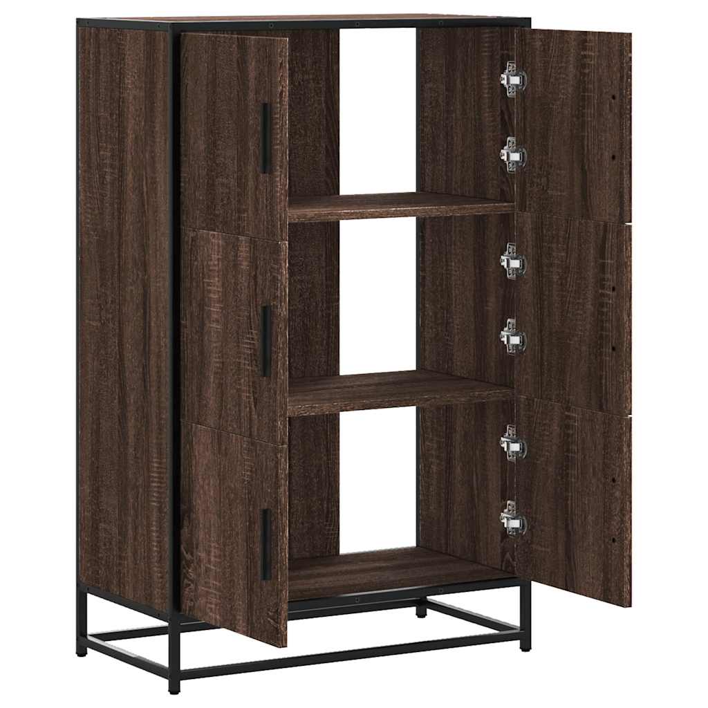 Highboard brun eik 68x35x106,5 cm konstruert tre og metall