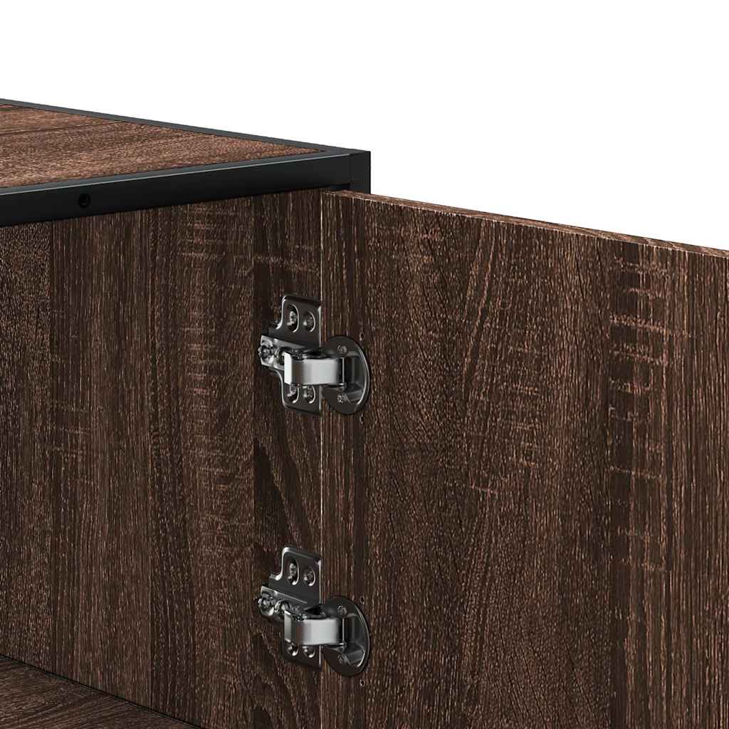 Highboard brun eik 68x35x106,5 cm konstruert tre og metall