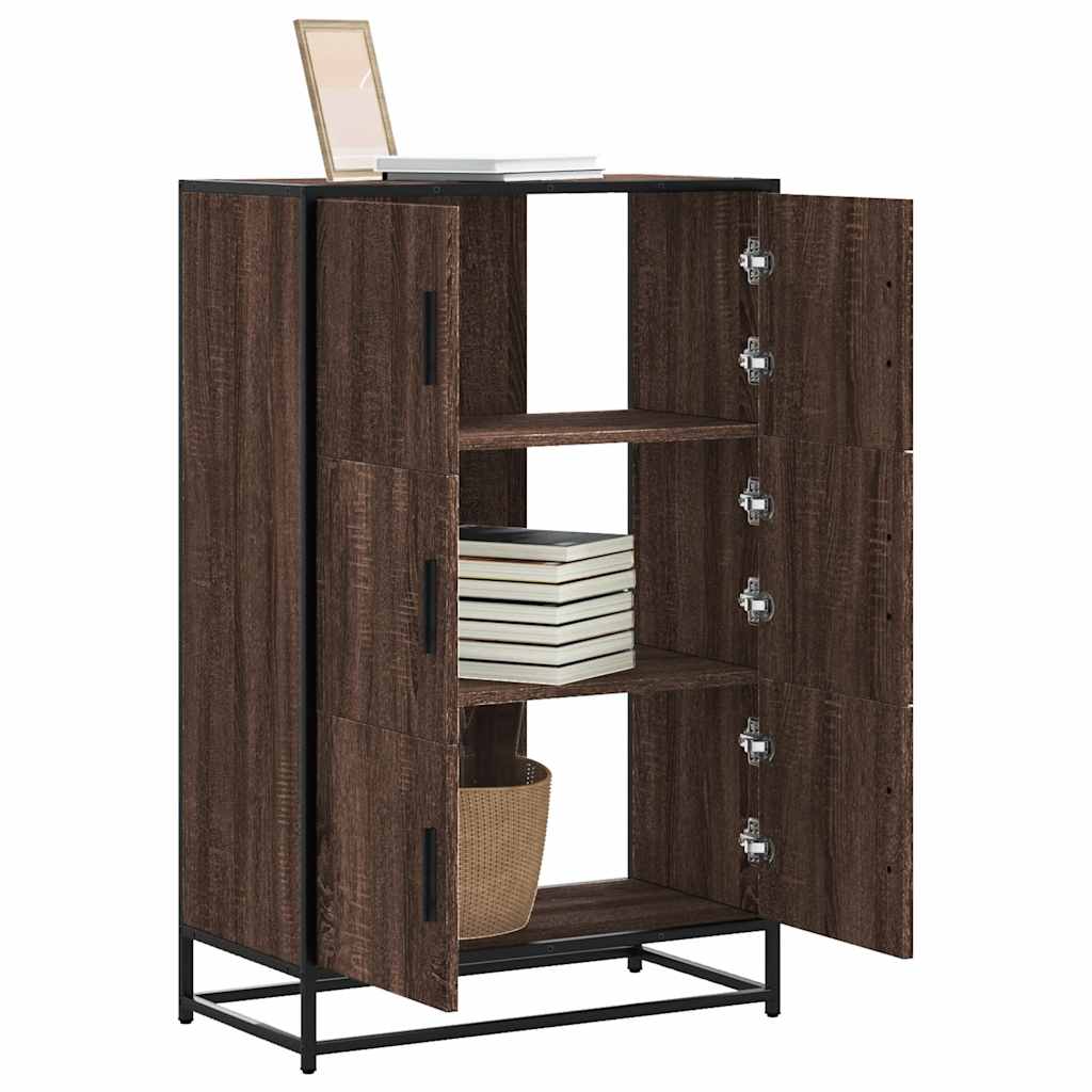 Highboard brun eik 68x35x106,5 cm konstruert tre og metall