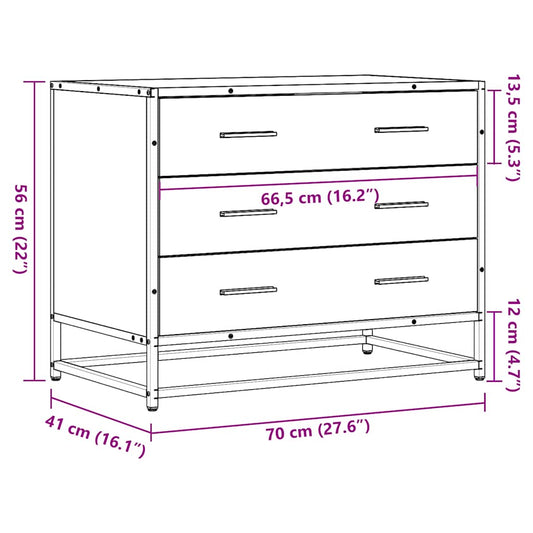 Kommode røkt eik 70x41x56 cm konstruert tre