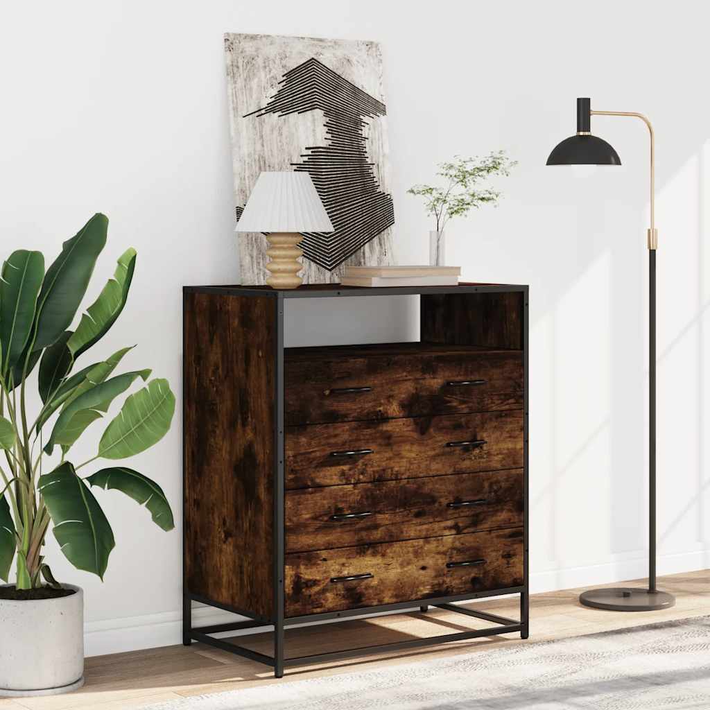 Kommode røkt eik 70x41x83,5 cm konstruert tre