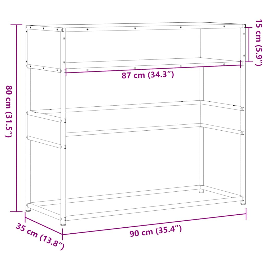 Konsollbord svart 90x35x80 cm konstruert tre