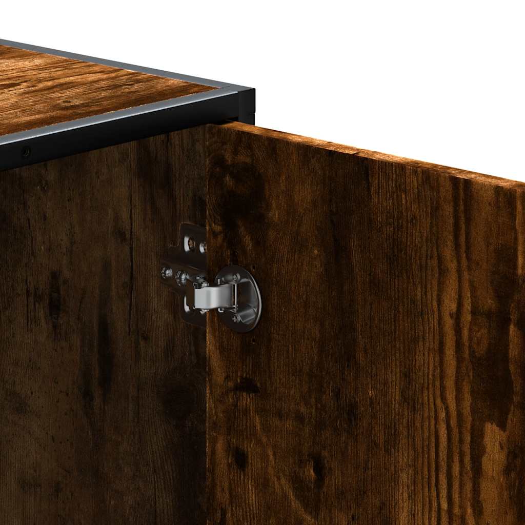 Skobenk røkt eik 100x40x53,5 cm konstruert tre og metall