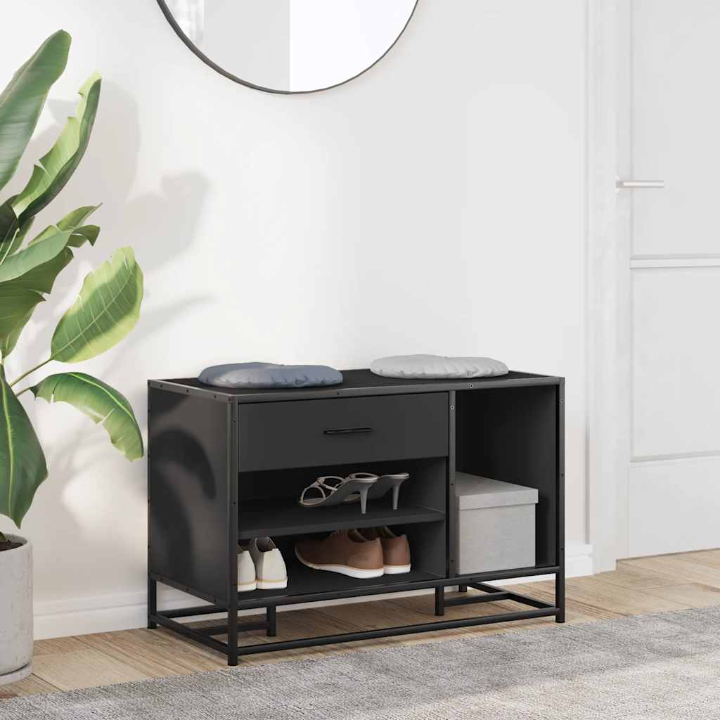 Skobenk svart 80x40x53,5 cm konstruert tre og metall