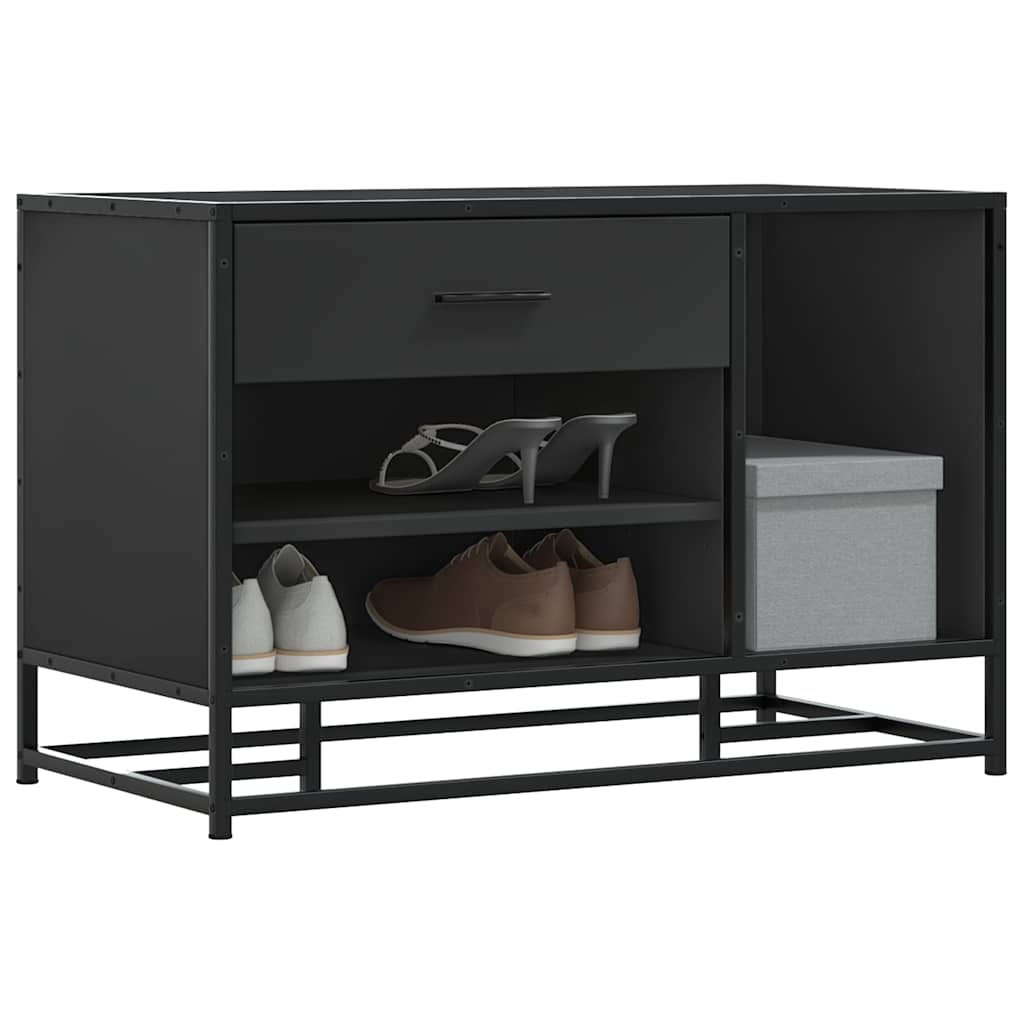 Skobenk svart 80x40x53,5 cm konstruert tre og metall