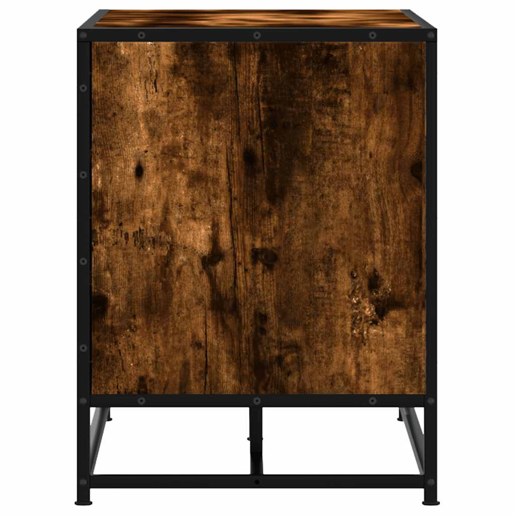 Skobenk røkt eik 80x40x53,5 cm konstruert tre og metall