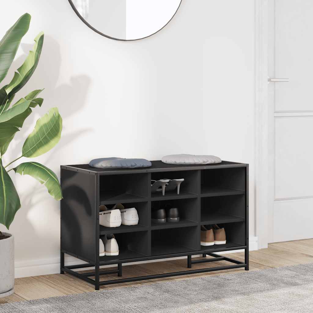 Skobenk svart 84x40x53,5 cm konstruert tre og metall