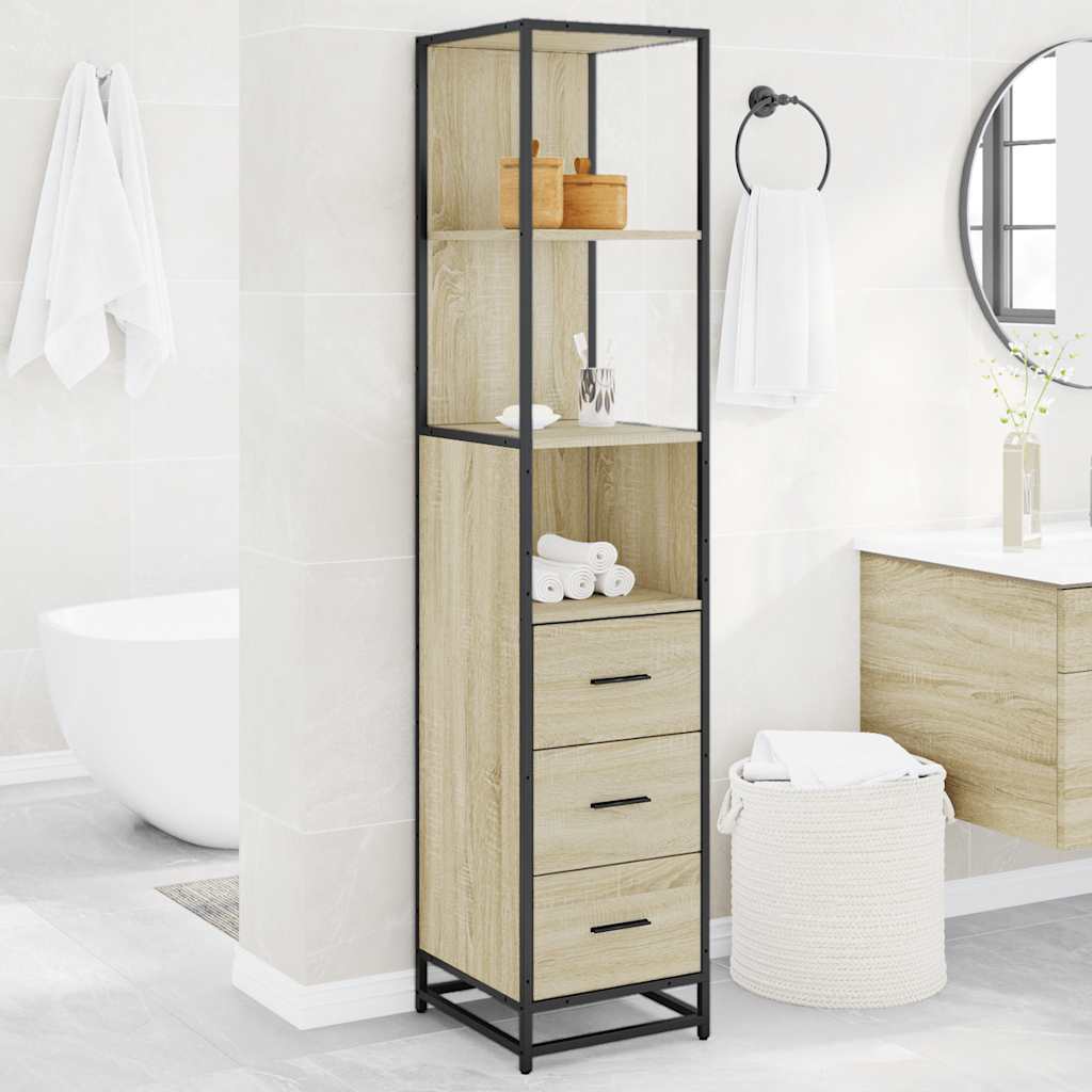 Baderomsskap sonoma eik 35x37,5x166 cm konstruert tre
