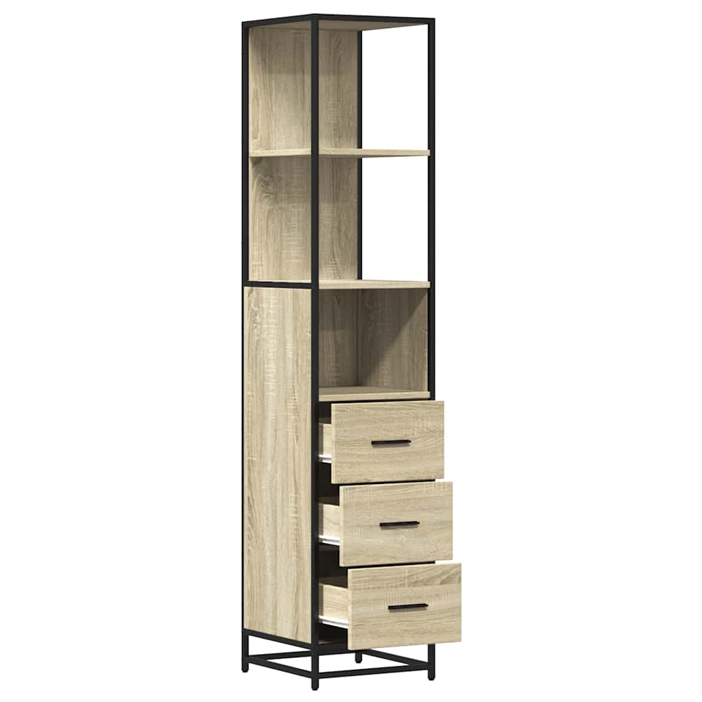 Baderomsskap sonoma eik 35x37,5x166 cm konstruert tre