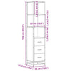 Baderomsskap sonoma eik 35x37,5x166 cm konstruert tre