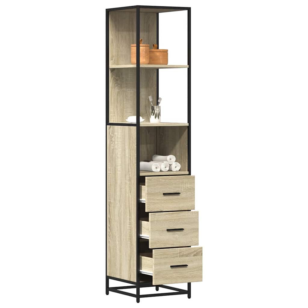 Baderomsskap sonoma eik 35x37,5x166 cm konstruert tre