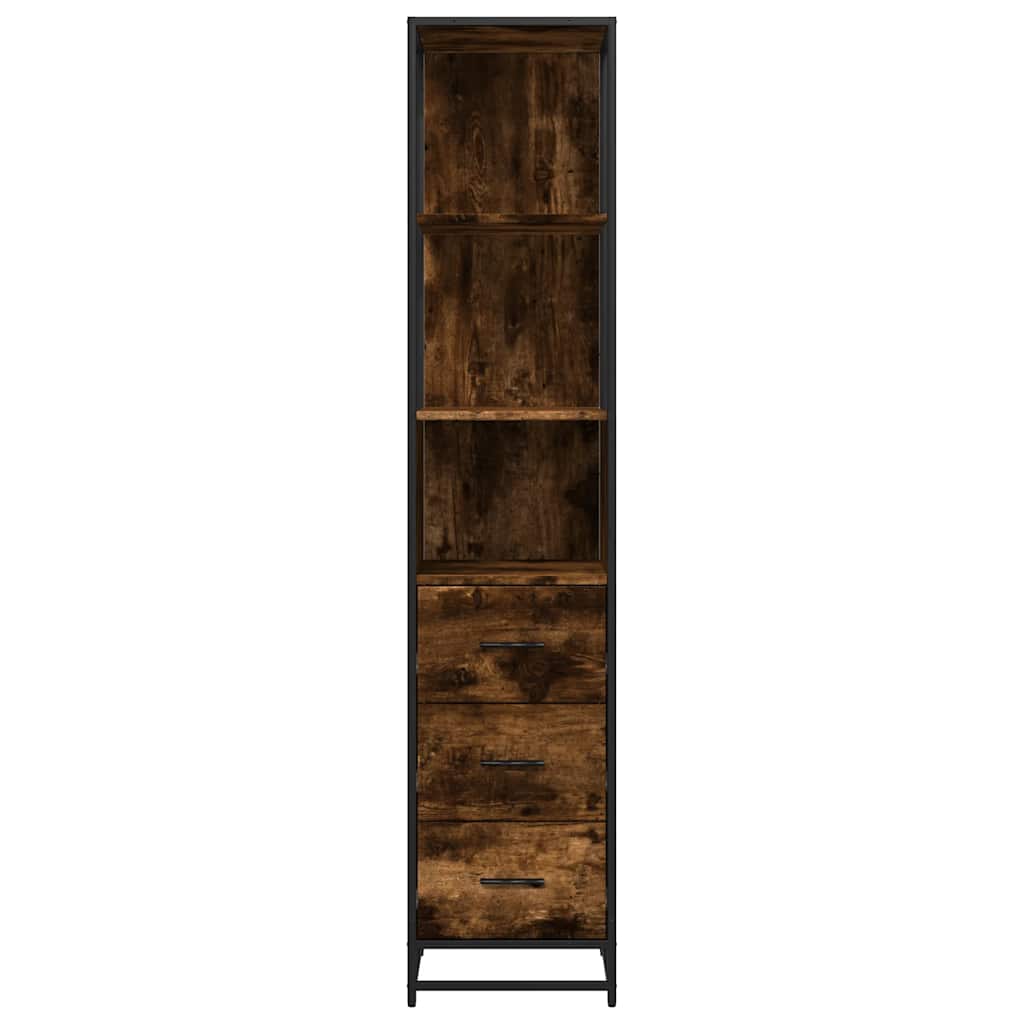 Baderomsskap røkt eik 35x37,5x166 cm konstruert tre