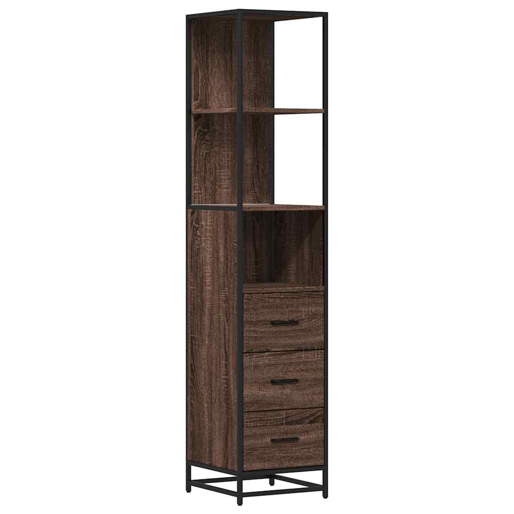 Baderomsskap brun eik 35x37,5x166 cm konstruert tre