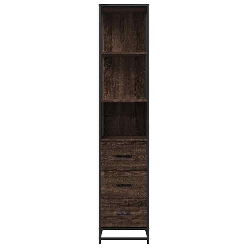 Baderomsskap brun eik 35x37,5x166 cm konstruert tre