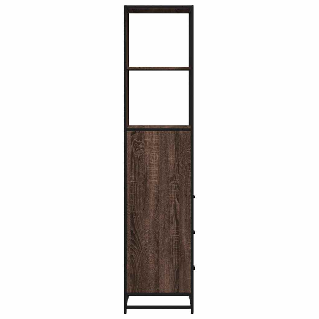 Baderomsskap brun eik 35x37,5x166 cm konstruert tre