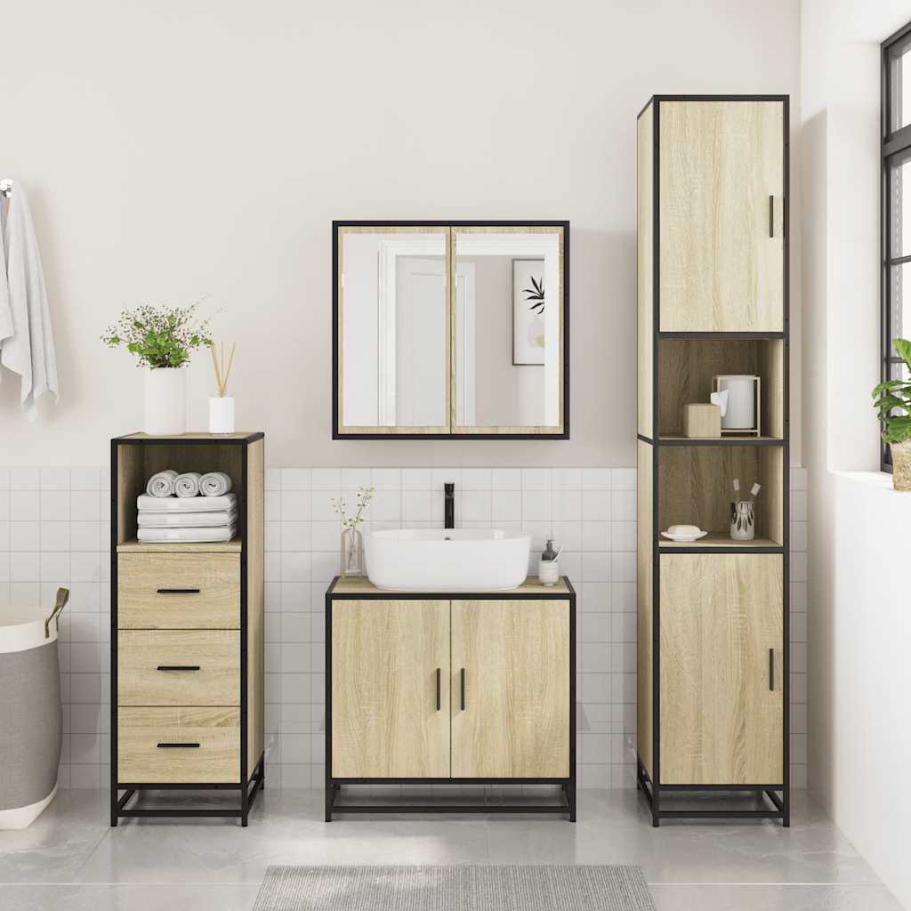 Baderomsskap sonoma eik 35x37,5x100 cm konstruert tre