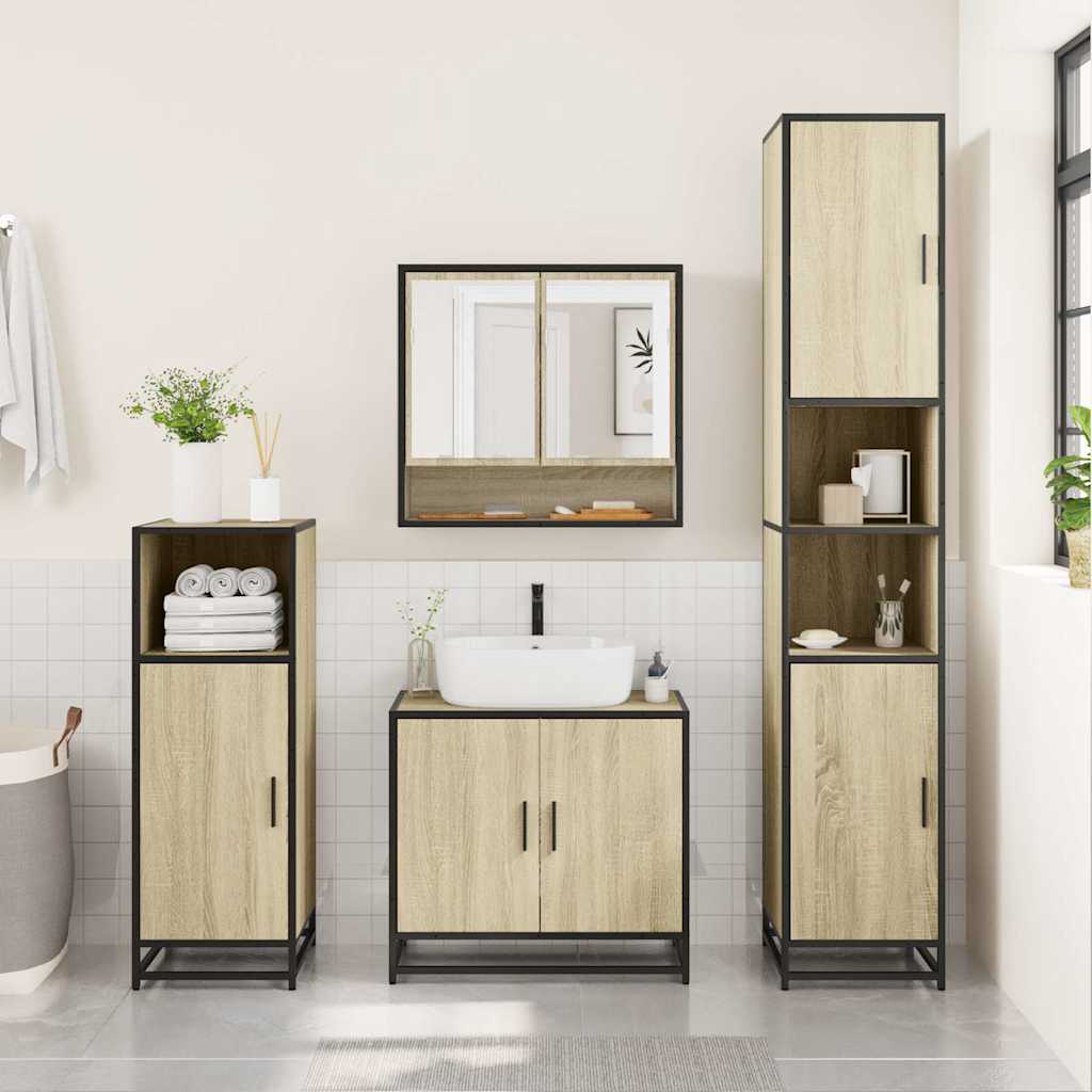 Baderomsspeilskap Sonoma eik 65x20x60 cm konstruert tre