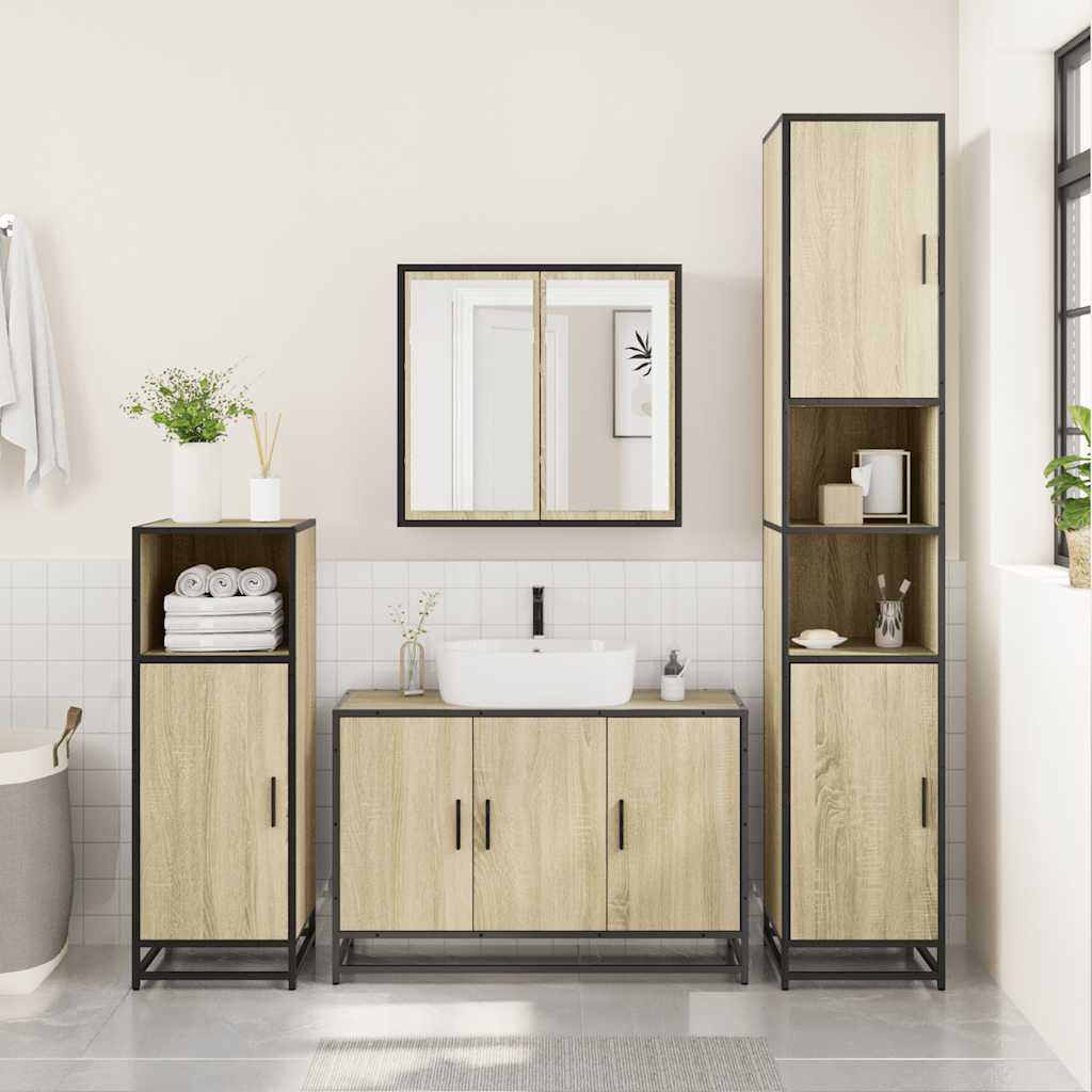 Baderomsskap Sonoma eik 90x33x60 cm konstruert tre